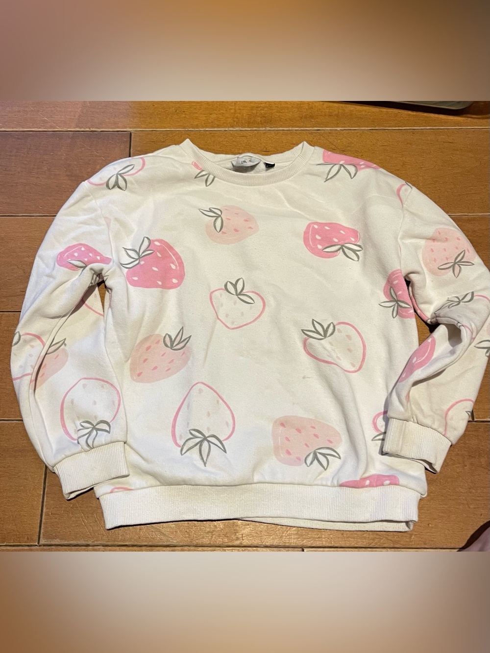 Tag Kids Cream Sweatshirt with Pink Strawberry Print